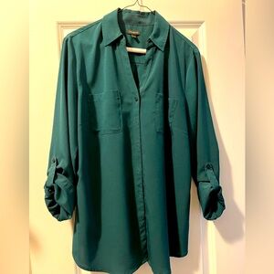 Talbots Hunter Green Tunic Blouse